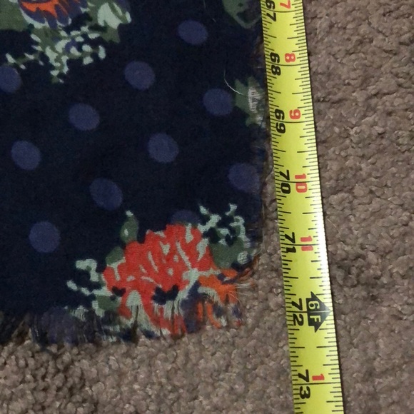 Large Lightweight Scarf-Floral/Polka Dot-Navy/Red-72x27-EUC - Picture 11 of 11